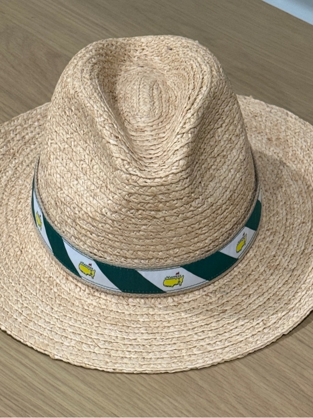 Brand NWT. 2025 Masters Straw Hat with Green & White Striped Band